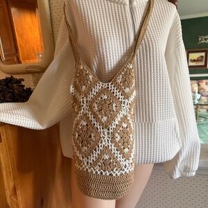 URBAN ORIGINALS CROCHET BOHO BUCKET BAG NEW WITH TAGS